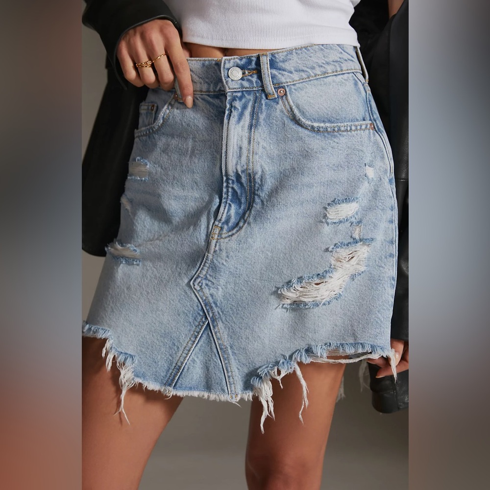 Pilcro Distressed Denim Skirt